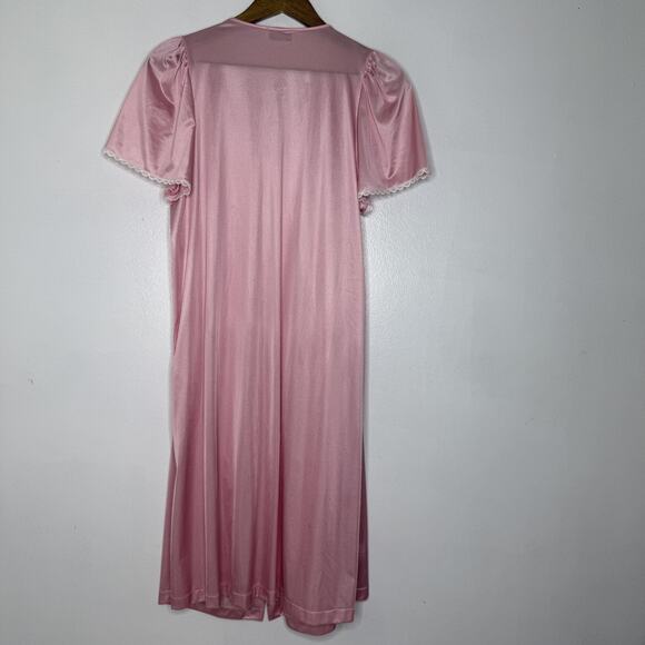 Vintage Vanity Fair Nightgown Womens Medium Pink Nylon Lace Embroidered USA 80s - Picture 6 of 6